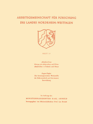 cover image of Ortung mit elektrischen und Ultraschallwellen in Technik und Natur. Die ferromagnetischen Werkstoffe der Elektrotechnik und ihre neueste Entwicklung